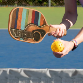 Palas De Pickleball Pintura de guitarra con fondo a rayas