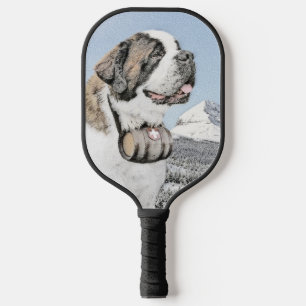 Palas De Pickleball Pintura de San Bernardo - Arte de Perro Original.