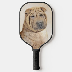 Palas De Pickleball Pintura de Shar Pei - Arte Perro Original Cuto