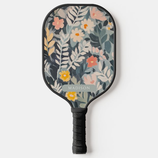 Palas De Pickleball Pintura floral personalizada moderna (Anverso)