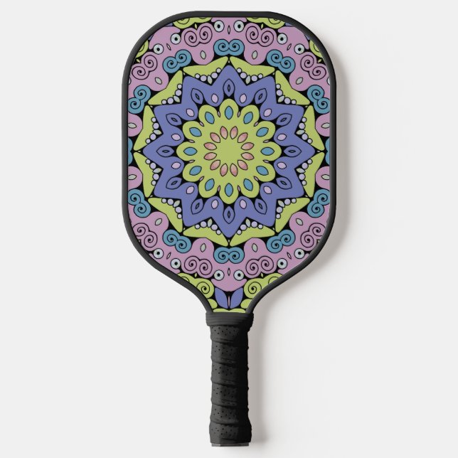 Palas De Pickleball Pintura manual de Mandala Clock Face 2 (Anverso)