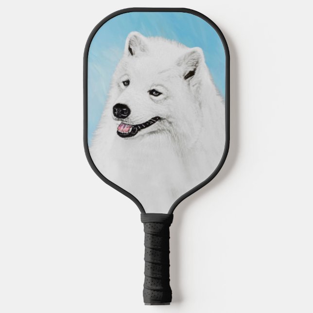 Palas De Pickleball Pintura Samoyed - Arte Perro Original Cuto (Anverso)