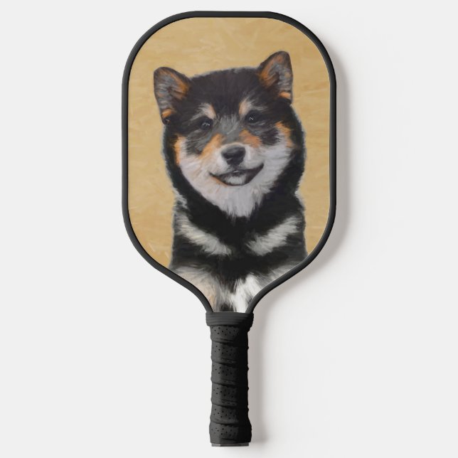 Palas De Pickleball Pintura Shiba Inu (Negro y Tan) - Arte de perro (Anverso)