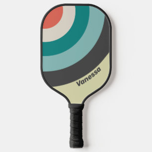 Palas De Pickleball Pistacho Vintage con Círculo de Rayas y Nombre
