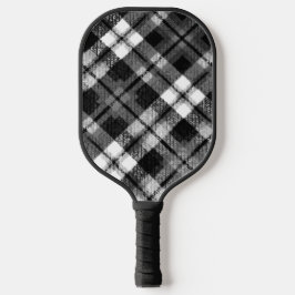 Palas De Pickleball Plaid Check Tartan Black White Farmhouse Moderno