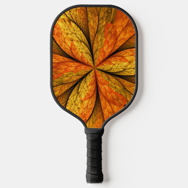 Palas De Pickleball Planta de otoño, hoja de arte fractal abstracta mo (Anverso)