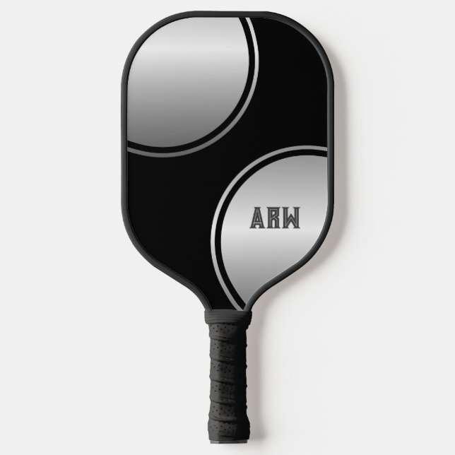 Palas De Pickleball Plata personalizada personalizado en negro (Anverso)