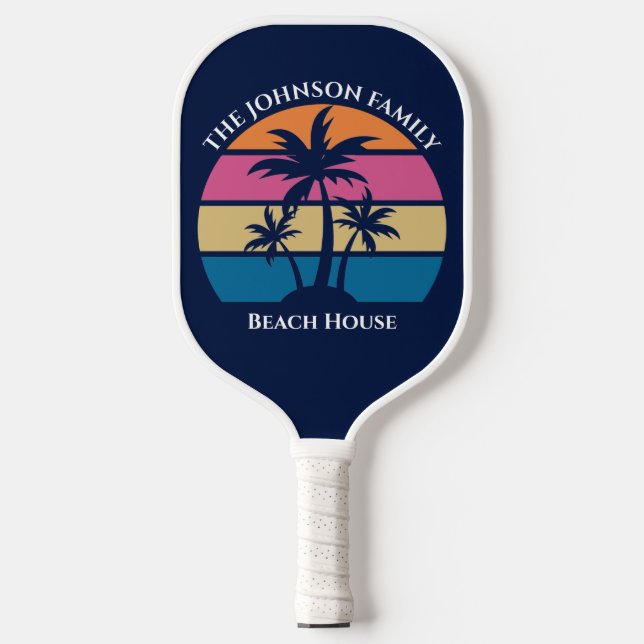 Palas De Pickleball Playa Tropical Cueva Palm Tree Personalizado Beach (Anverso)