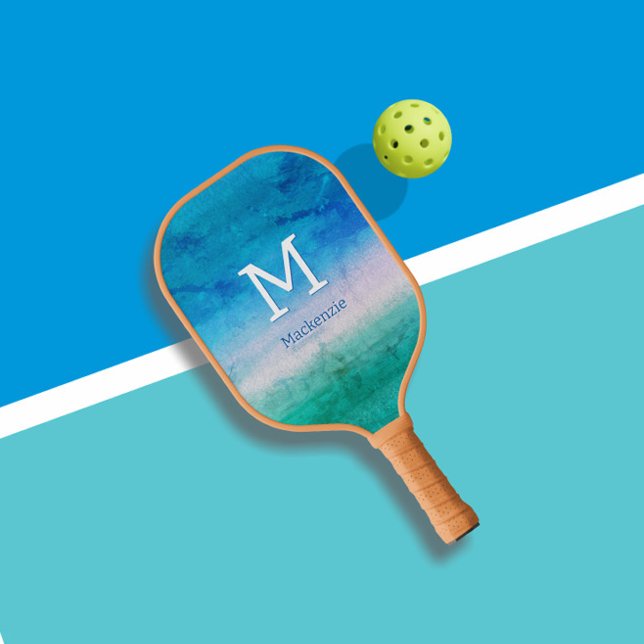 Palas De Pickleball Playas verdes tropicales en Monograma Océano Azul (Subido por el creador)