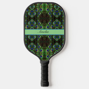 Palas De Pickleball Plumage real - Patrón de plumas de pavo real de lu