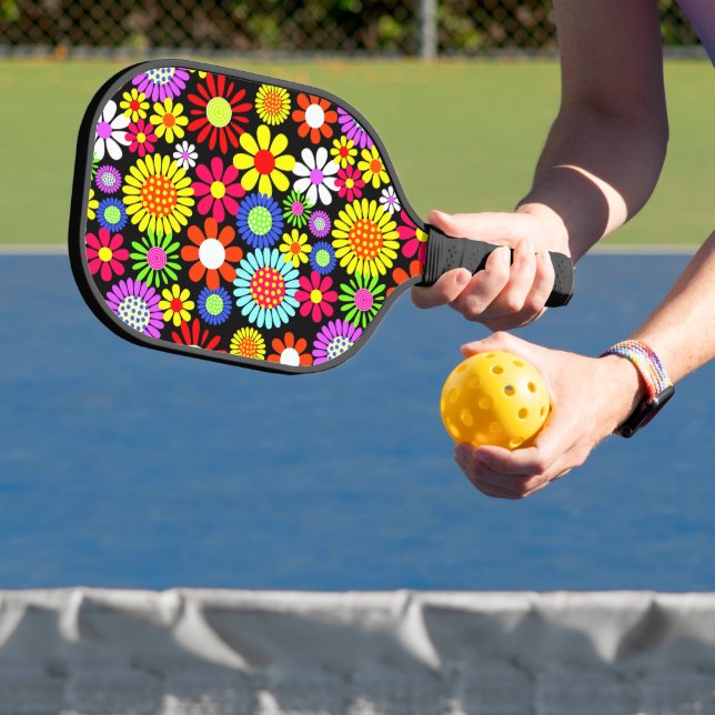 Palas De Pickleball Poder de flores hippie de primavera retro (in situ)