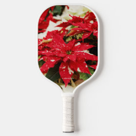 Palas De Pickleball Poinsettias florales blancas rojas festivas