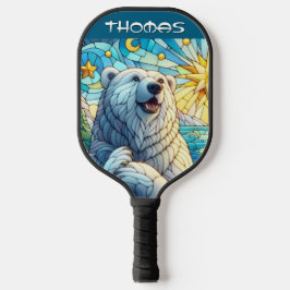 Palas De Pickleball Polar Bear Faux Stained Glass Personalizado