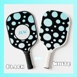 Palas De Pickleball Polka azul retro moderno con puntos en negro