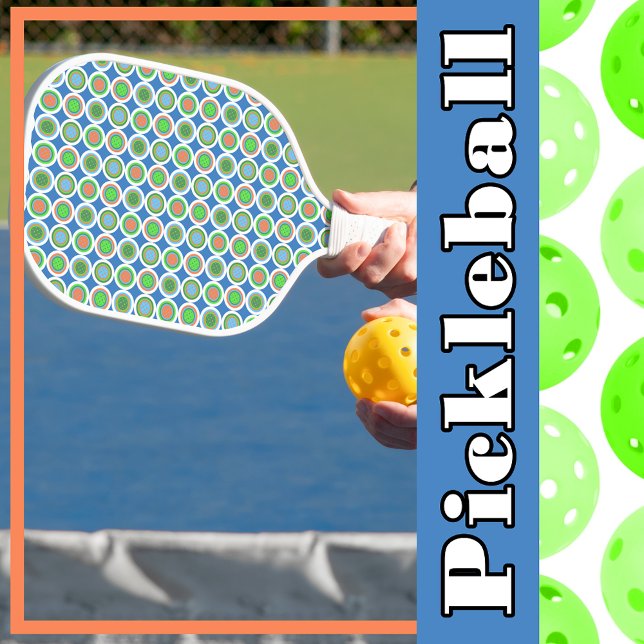 Palas De Pickleball Polka Polka Dot Naranja Green Blue Ball (Pickleball Summer Polka Dot Orange Green Blue Ball Pickleball Paddle)