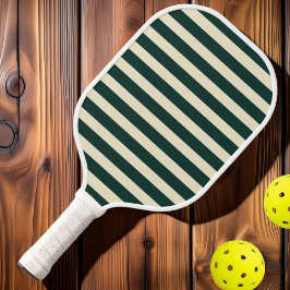 Palas De Pickleball Polo de rayas verde salvia de mediados de siglo