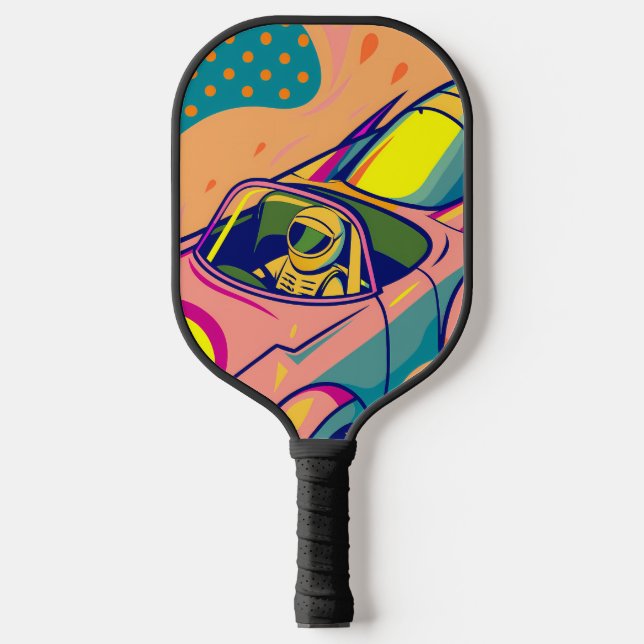 Palas De Pickleball Pop Art Astronaut Driving Rocket Car (Anverso)