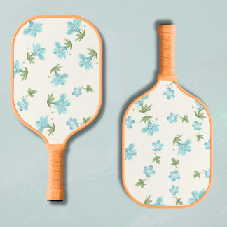 Palas De Pickleball Preppy Floral Cottagecore Marfil y Azul Claro