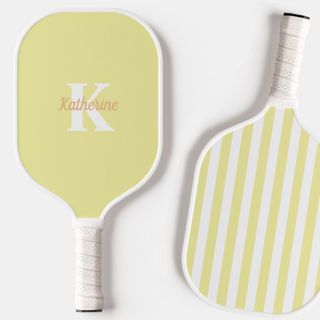 Palas De Pickleball Preppy moderna Pastel amarillo Monogramado Femenin (Subido por el creador)
