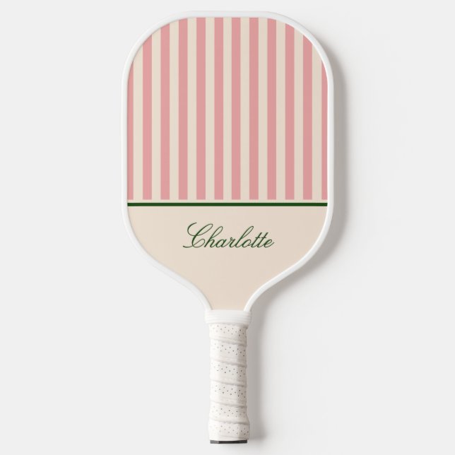 Palas De Pickleball Preppy Rosa Rayado (Anverso)