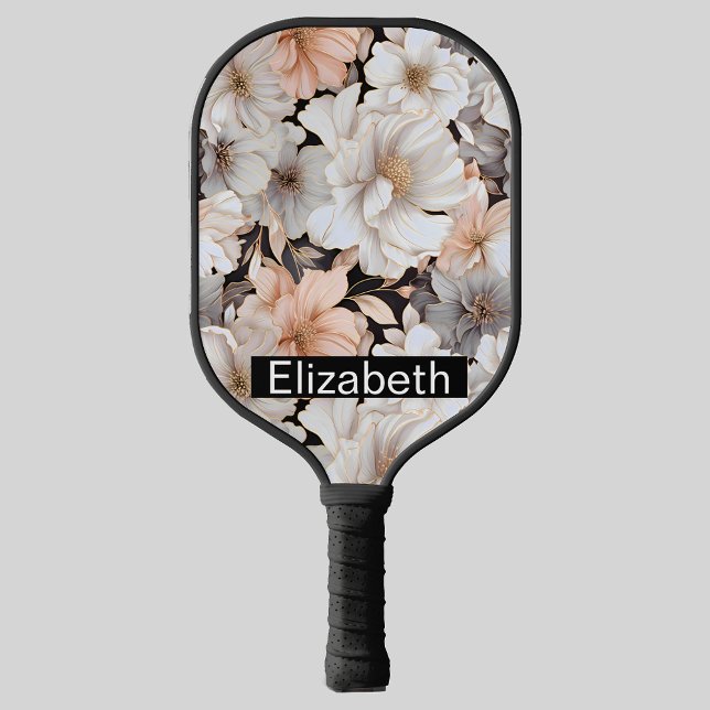 Palas De Pickleball Pretty Peach and White Peony Personalized (Subido por el creador)