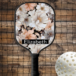 Palas De Pickleball Pretty Peach and White Peony Personalized