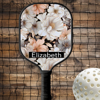 Palas De Pickleball Pretty Peach and White Peony Personalized