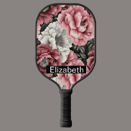 Palas De Pickleball Pretty Pink and White Peony Personalized