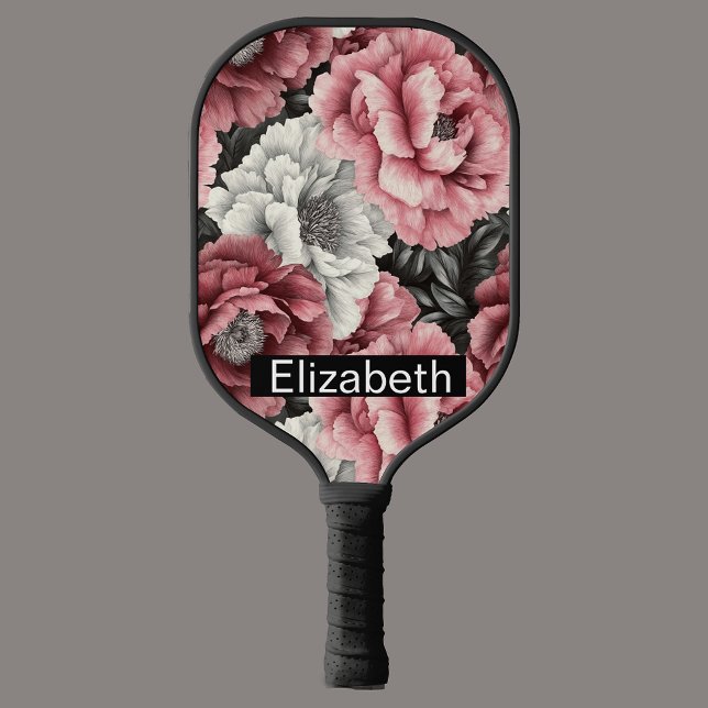 Palas De Pickleball Pretty Pink and White Peony Personalized (Subido por el creador)