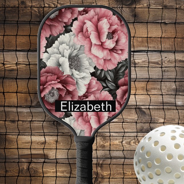 Palas De Pickleball Pretty Pink and White Peony Personalized (Subido por el creador)