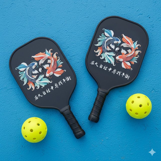 Palas De Pickleball Prosperidad de Koi Rojo y Azul Yin Yang (Stunning Yin-Yang Red and Blue Koi in Zen Pond Pickleball Paddle Cover Photo)