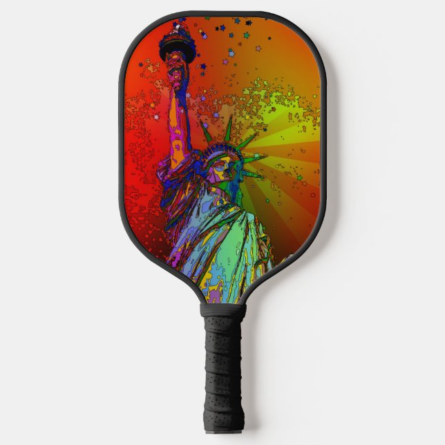 Palas De Pickleball Psicodelia NYC Arcoiris Estatua de la Libertad 1R (Anverso)