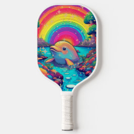 Palas De Pickleball Psychedelic Dolphin Joy – Rainbow Water Scene