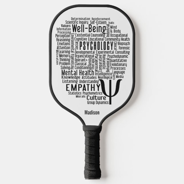 Palas De Pickleball PSYCHOLOGY Word Cloud nombre personalizado (Anverso)