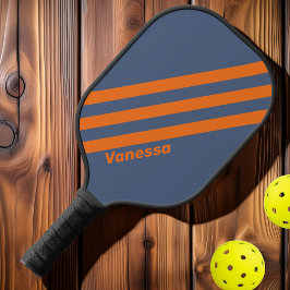 Palas De Pickleball Puesta de sol retro costera tres rayas con nombre