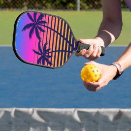 Palas De Pickleball Puesta de sol retro y palmeras