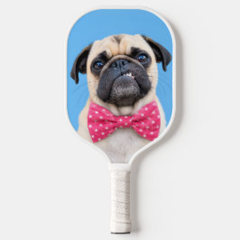 Palas De Pickleball Pug con lazo rosa