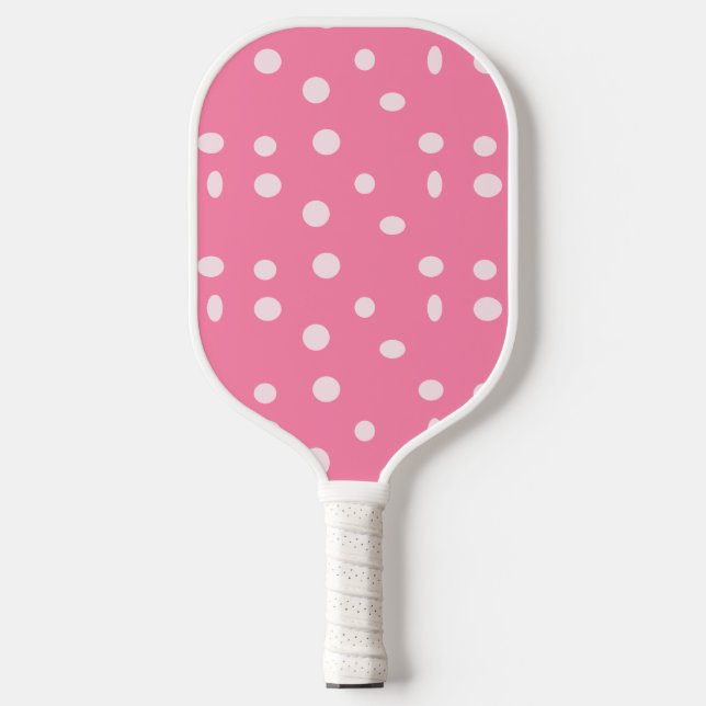 Palas De Pickleball Punto de polka rosa pálido sobre rosa (Anverso)
