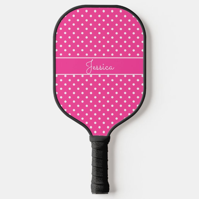Palas De Pickleball Punto rosa caliente con nombre (Anverso)