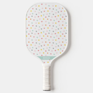 Palas De Pickleball Puntos de Polka Cutáneo en colores pasteles