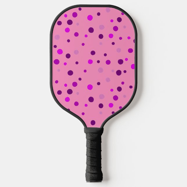 Palas De Pickleball Puntos de Polka Púrpura Rosa en remo de Pickleball (Anverso)