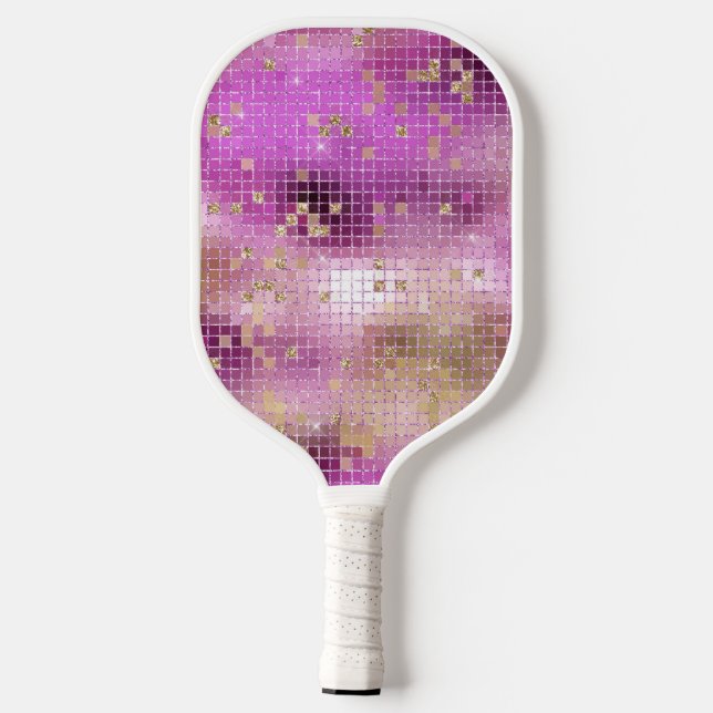 Palas De Pickleball Purple Gold Disco Ball Retro 70 (Reverso )