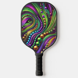 PALAS DE PICKLEBALL PURPLE GREEN YELLOW MARDI GRAS WAVES & BEADS