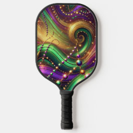 PALAS DE PICKLEBALL PURPLE GREEN YELLOW MARDI GRAS WAVES & BEADS