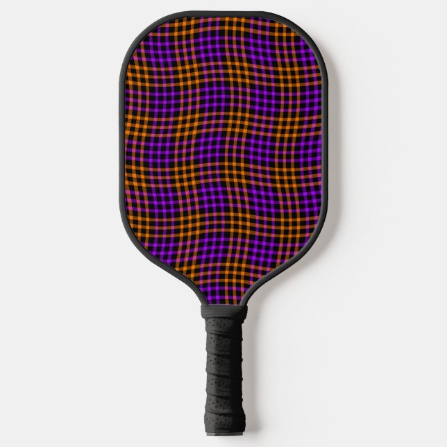 Palas De Pickleball Purple Orange Plaid Checker Seamless Pattern (Anverso)