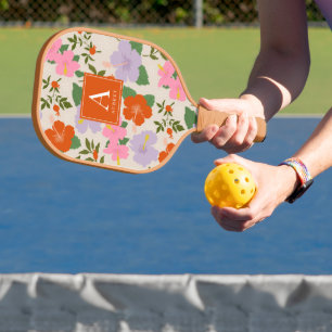Palas De Pickleball Púrpura Rosa Rojo Hibiscus Trópico Patrón Floral