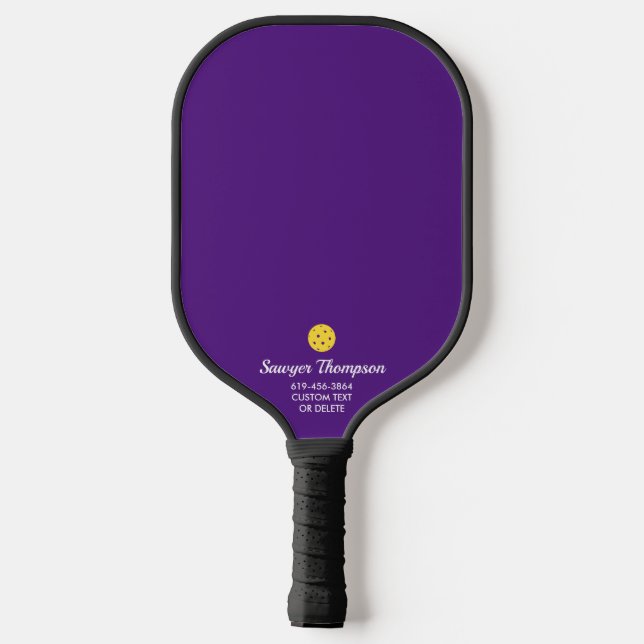 Palas De Pickleball Púrpura simple texto Personalizado personalizado (Reverso )