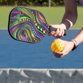 PALAS DE PICKLEBALL PURPURA VERDE AMARILLO OLAS DE MARDI GRAS Y CUENTA