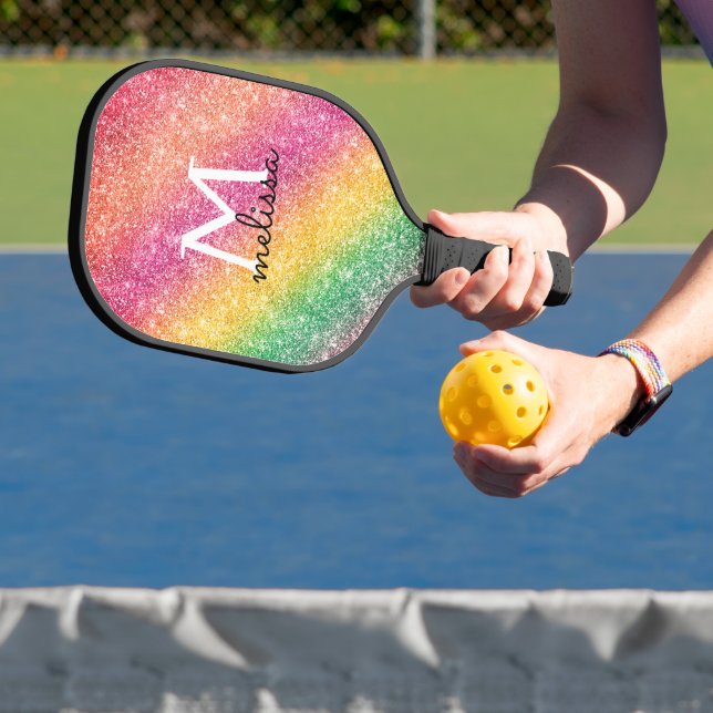 Palas De Pickleball Purpurina amarillo rosa Sparkle (in situ)