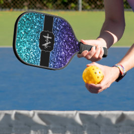 Palas De Pickleball Purpurina azul Aqua Ombre fino chispas Monograma